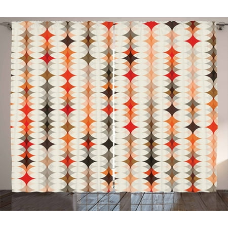 Geometric Curtains 2 Panels Set Vintage Oval Pattern With Radiant