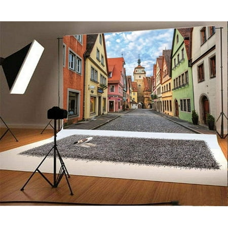 Image of ABPHOTO 7x5ft Photography Backdrop Narrow Medieval Street with Hdr Toning in Rothenburg Photo Background Backdrops