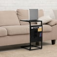 thumbnail image 4 of 2-Tier C-Shaped Side Table with 7 Storage Pockets BROWN, 4 of 6