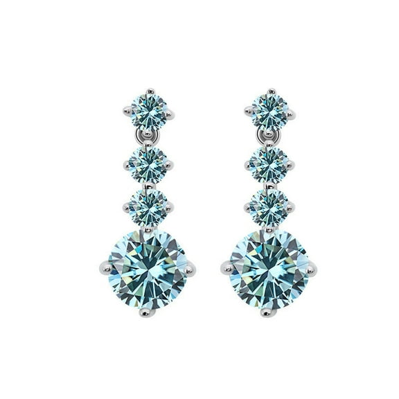 S925 Sterling Silver Earrings Women's Mosan Diamond Earrings High-End Tassel Four-Claw 1 Carat Earrings Moissanite Earrings