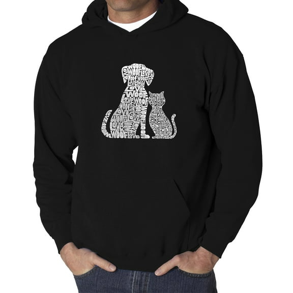 Men's Word Art Hooded Sweatshirt - Dogs and Cats