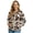 Cow Print Brown White, variant on Paw Cow Print Black White Womens Zip Up Long Sleeve Crewneck Sweatshirt Jacket Casual Loose Coats With Pockets Stylish Comfortable Lightweight Outerwear, 3XL