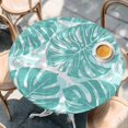 thumbnail image 4 of Turquoise Monstera Deliciosa Round Tablecloth 45-54 Inch Round Fitted Table Cloth with Elastic Edge, Summer Botanical Tropical Waterproof Table Cover Protector for Outdoor Picnic Party Dining, 4 of 9