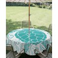 thumbnail image 2 of Outdoor Tablecloth with Umbrella Hole Zipper Coastal Turtle Round Tablecloth 54" Waterproof Outside Table Cloth Teal Green Ocean Boho Summer Beach Patio Table Cover Tablecloths for Picnic Party, 2 of 8
