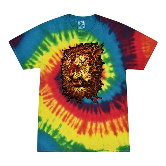 Wild Bobby, Fire Lion Face, Animal Lover, Tie-Dye Tees, Reactive Rainbow, Small
