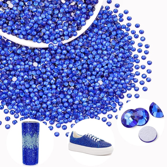 5000PCS SS6/2mm Crystal Rhinestones (Blue/Sapphire), Bedazzling Flatback Glass Rhinestones for Crafting DIY Nail Art Makeup Decoration, Gems Diomand Charms for Tumbler Shoes Clothing Mug