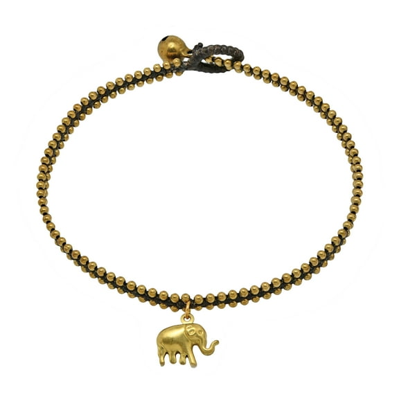 Tribal Thai Elephant Brass Beads Link Ankle Bracelet