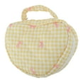 thumbnail image 1 of Bolsa de maquillaje con forma de corazón y patrón a cuadros para viajar, poliéster amarillo, 1 of 6