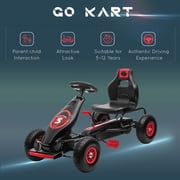 Aosom Ergonomic Pedal Go Kart Kids Ride-on Toy, Pedal Car with Tough, Wear-Resistant Tread, Go Cart Kids Car for Boys & Girls, Ages 5-12, Red