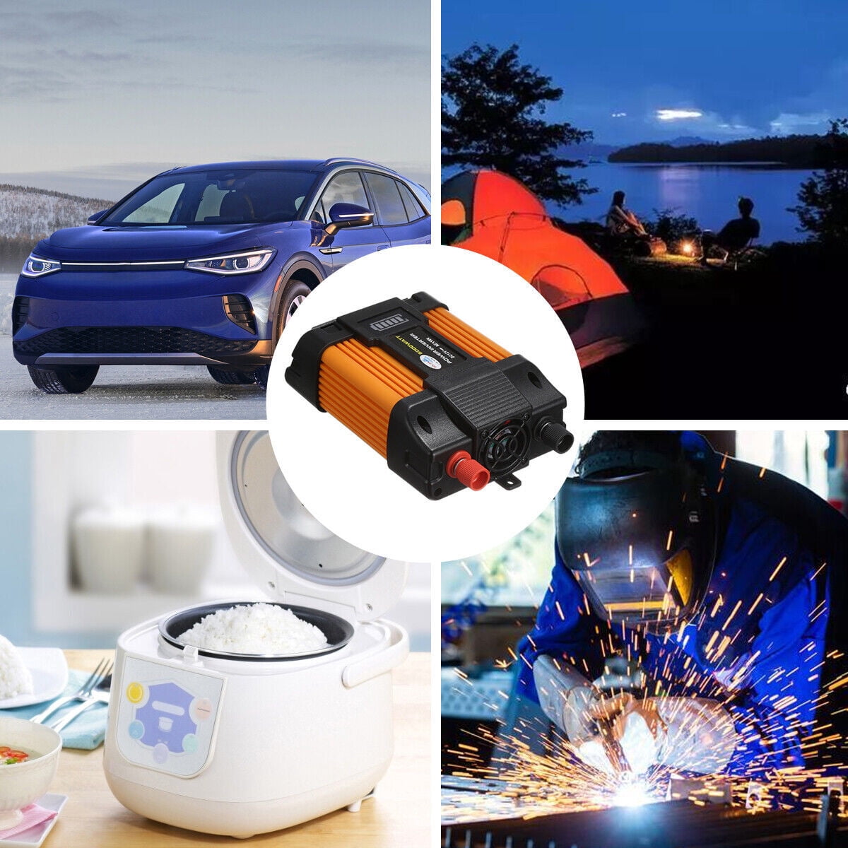 6000W Power Inverter DC12V to AC110V Converter Generator, Sine Wave Convert with 2 USB Ports 1 Sockets for Laptop/IPad/Mobile Phones/Camera