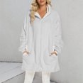 thumbnail image 7 of Kaemgyyd Women's Plush Bathrobe Fashion Color Block Oversized Hooded Housecoat Winter Warm Full Zip Sherpa Fleece Loungewear, 7 of 7