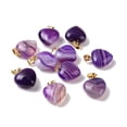 thumbnail image 3 of Natural Agate Pendants with Golden Tone Brass Findings Heart Charm Dyed & Heated 18x15~15.5x6~8mm Hole: 6x3mm, 3 of 3