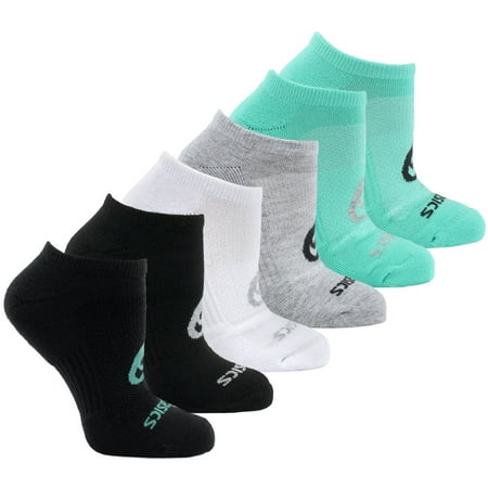 Asics Womens Invasion No Show 6-Pack Running Athletic Socks Socks - Black