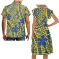 thumbnail image 5 of Garronmavis Polynesian Matching Couple Outfits Husban and Wife Clothing Men's Button Down Shirt Size M Casual Beach Shirts and Womens Short Sleeve Dress A-Line Hawaiian Dress, 5 of 7