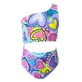 thumbnail image 3 of Bainana Adorable Girls One-Pieces Swimsuit Heart Print One Shoulder Sleeveless Romper Swimwear With Hollow Out Design Cute Fashion Toddler Girls Beach Pool Party Wear Multicolour Size 4-5 Years, 3 of 8