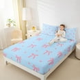 thumbnail image 4 of Feelyou Cute Bowknot Kids Bed Sheets, Kawaii Cartoon Bow-tie King Sheets, Blue Pink Love Heart Sheet Set, Super Cozy Room Decor, 4 Pieces, 4 of 7