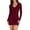 Wine, variant on Long Sleeve Bodycon Dresses for Women Going Out V Neck Ruched Party Club Mini Dress Gray, 3XL