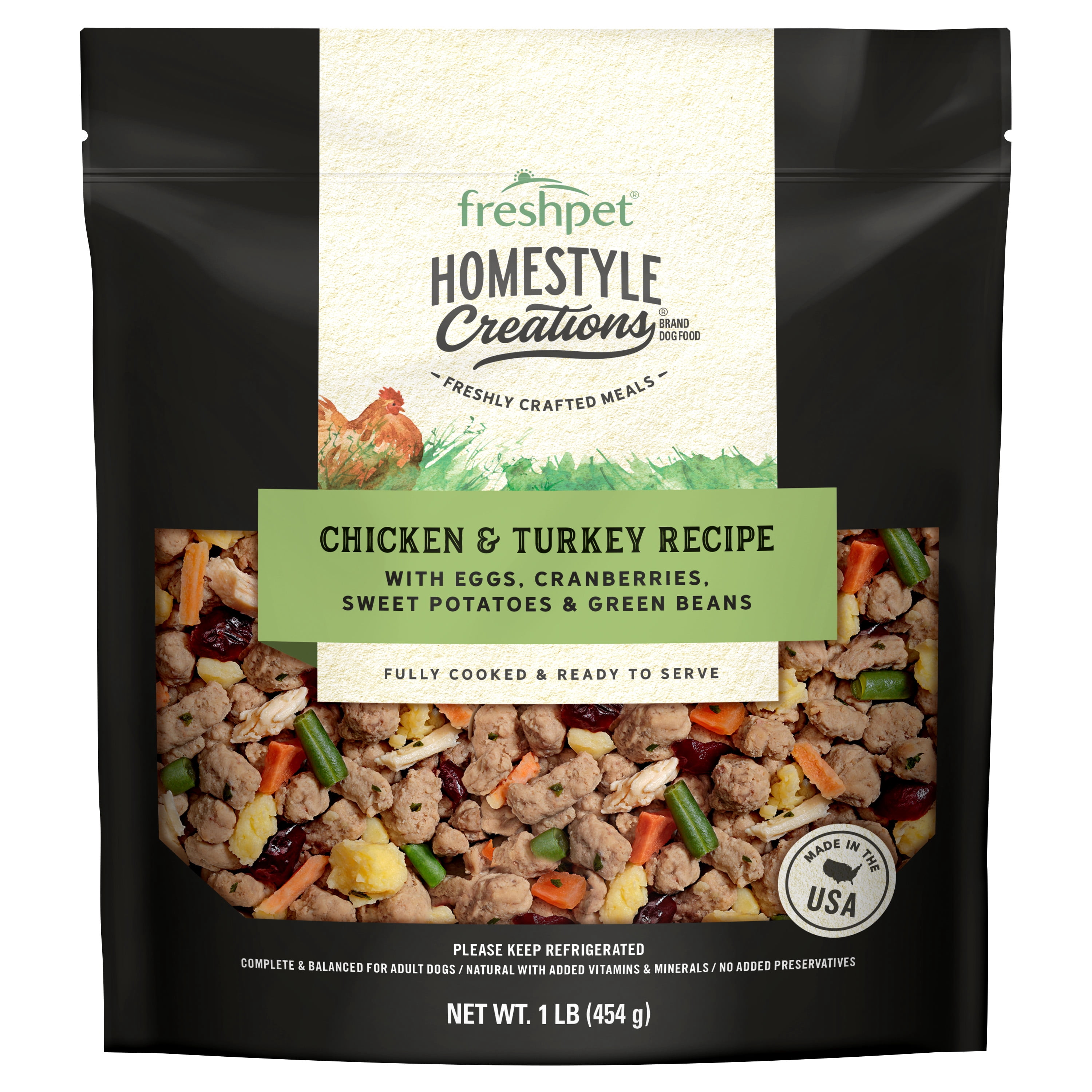 (3 pack) Freshpet Fresh Dog Food, Homestyle Creations, Chicken & Turkey Recipe, 1lb.