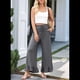 thumbnail image 4 of Pantalones Palazzo de Pierna para Mujer, Cintura Alta, Elásticos, con Cordón y Bolsillos, Color Gris, Talla L, 4 of 8