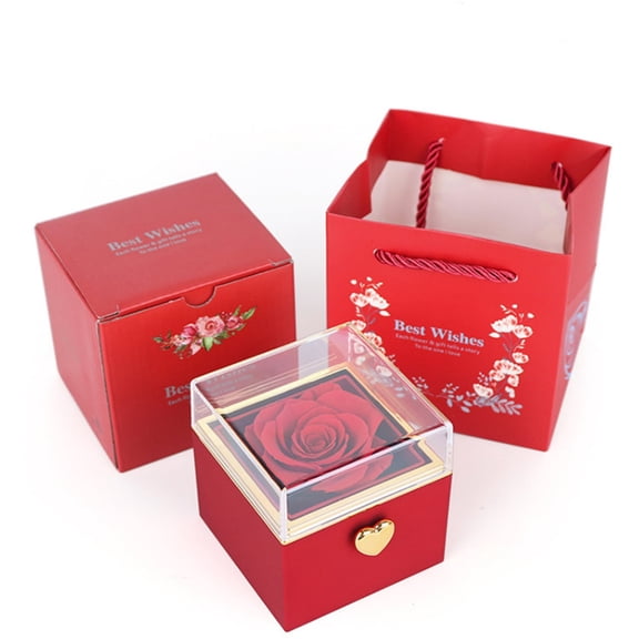 Preserved Real Red Rose with I Love You Necklace in 100 Languages -Eternal Artificial Flowers Gifts for Women Her Mom Wife Girlfriend Grandma on Valentines Mothers Day Christmas Anniversary-Red