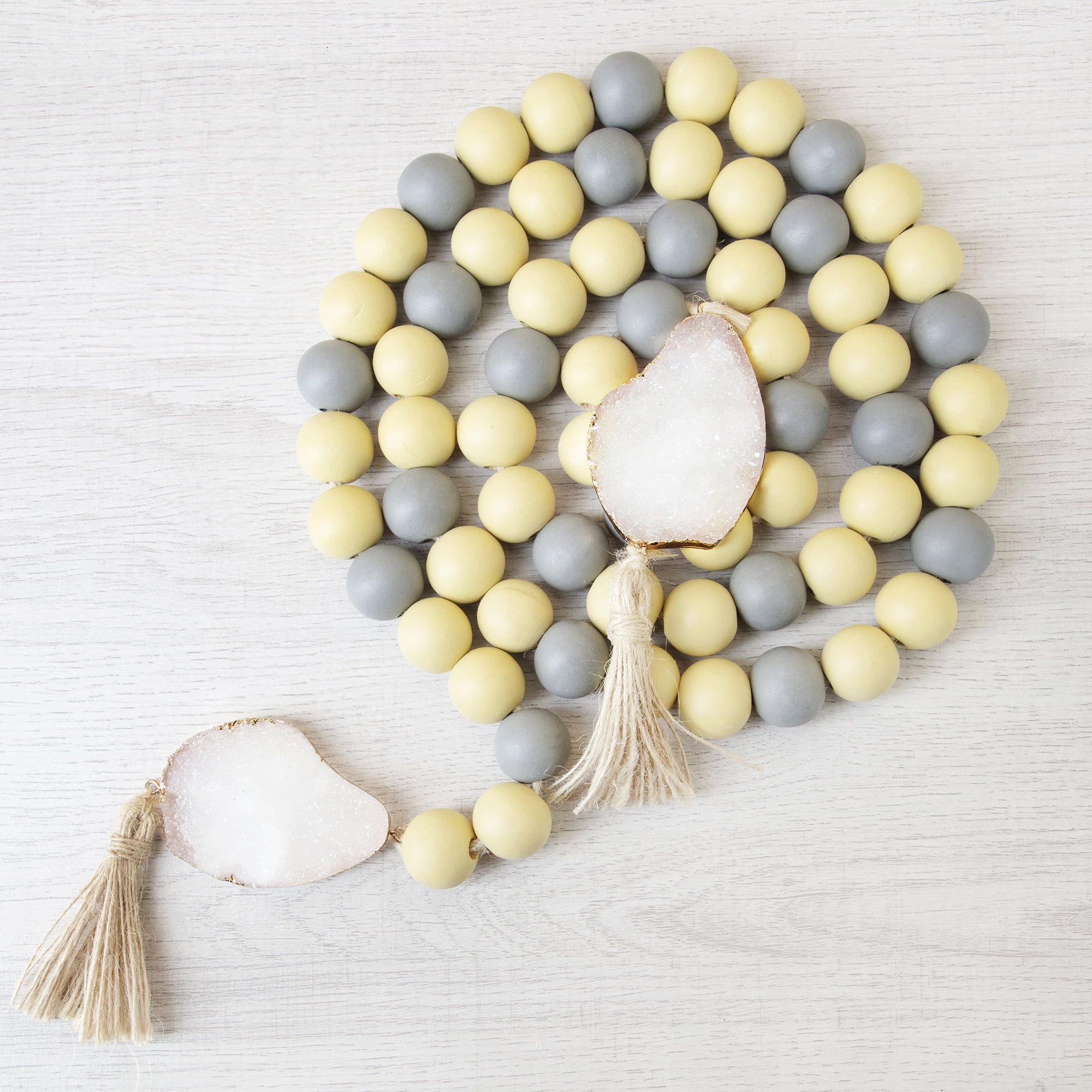 Cousin DIY Geode and Wood Bead Garland dcor Kit, Natural Beige, 103 pc., Adult Unisex, White