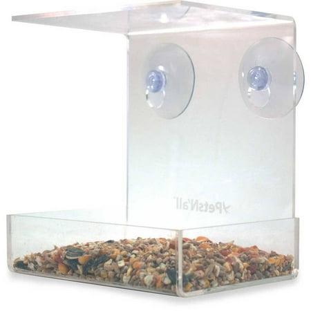Window Alert Bird - PetsN'all Acrylic Clear Window Heavy-Duty 2-Cup Bird Feeder