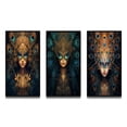 thumbnail image 2 of Designart "Mysterious Goddess Peacock Feather II" Fashion Woman Framed Wall Art Set Of 3 - Blue Glam Frame Gallery Wall Set For Home Decor, 2 of 6