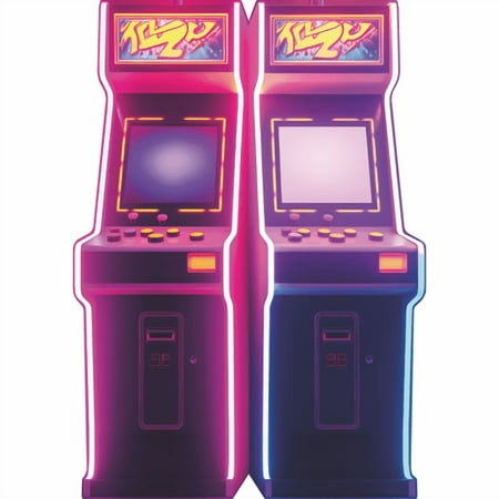 SP13274 Neon 80s Rad Arcade Video Game Cabinets Cardboard Cutout Standee Standup