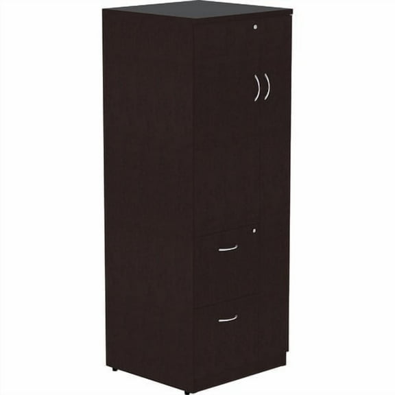 Lorell Essentials Laminate Tall Storage Cabinet - 2-Drawer 23.6" x 23.6" x 65.6" Cabinet - 2 x File Drawer(s) - 1 Door(s) - 2 Shelve(s) - Material: Laminate, Medium Density Fiberboard (MDF), Particleb
