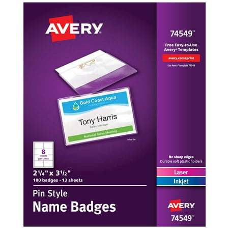 UPC 077711745490 product image for Avery 74549 3.5 in. x 2.25 in. Top Load Pin-Style Badge Holder with Laser/Inkjet | upcitemdb.com