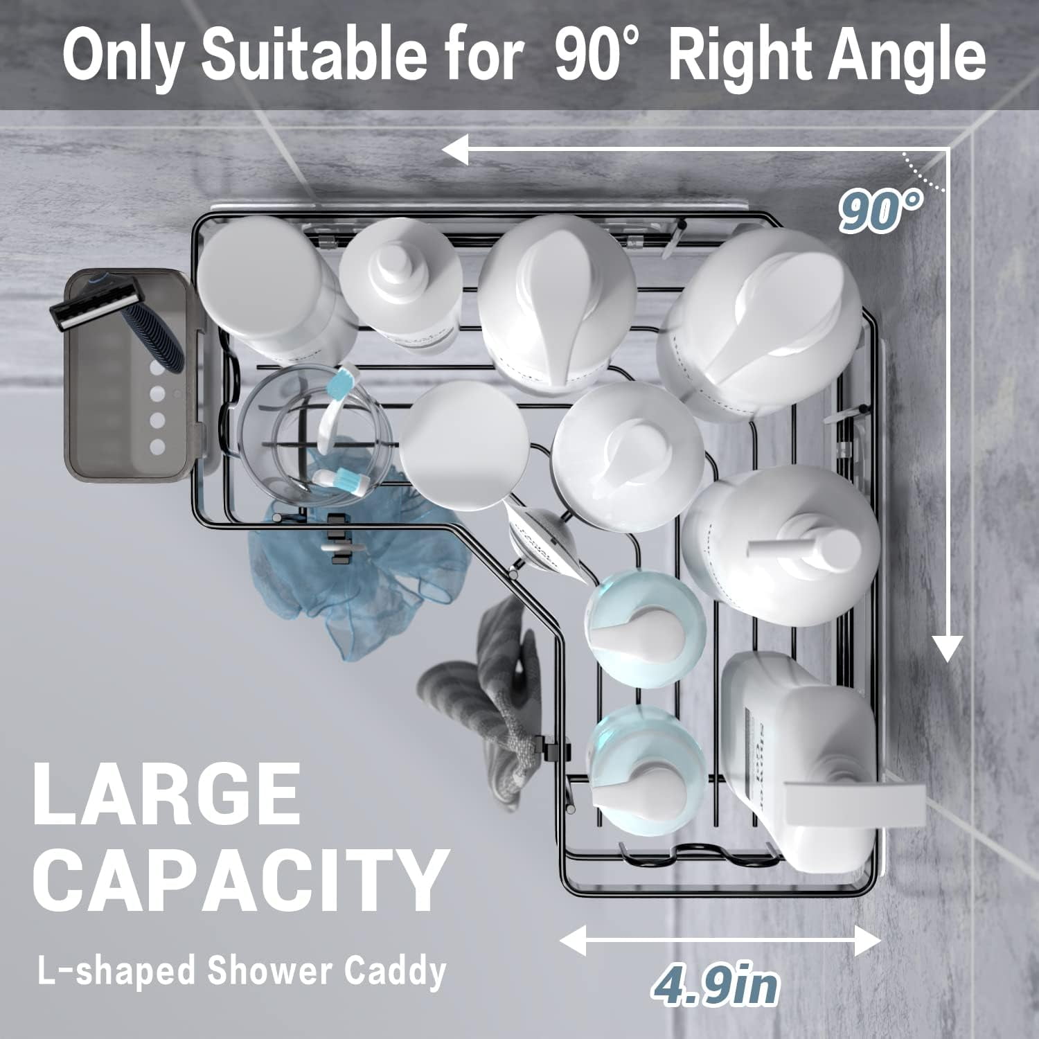 2 Pcs Adhesive Bathroom Shower Corner Shelf Wall Mounted, Shower Caddy –  Yaenacouture