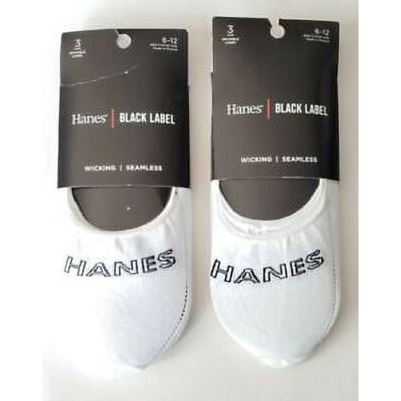 Hanes Black Label White Invisible Liner 3 Pairs Socks, Sizes 6-12