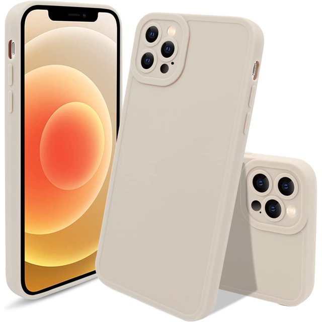 Compatible with iPhone 12 Pro Case,Ultra Slim Case Liquid Silicone Cover for iPhone 12 Pro (6.1 inch), with Full Body Protection Anti-Scratch Shockproof Bumper, Milky White