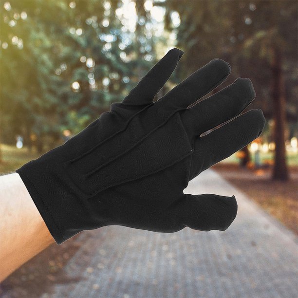 WEUVEB 5Pares Guantes De Nylon Negros Con Protección Y Transpirabilidad Para Trabajo En Joyería Y Monedas