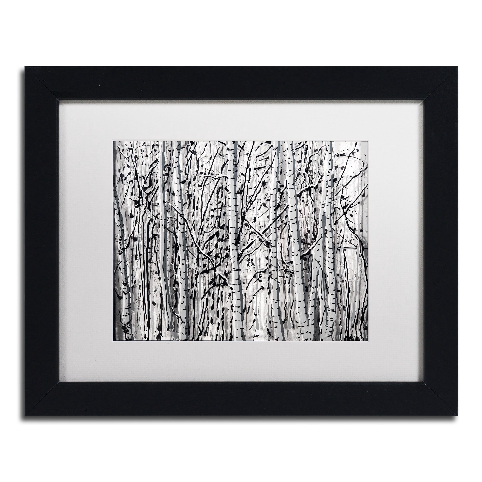 Trademark Fine Art "Winter Aspens" Canvas Art by Roderick Stevens White Mat, Black Frame