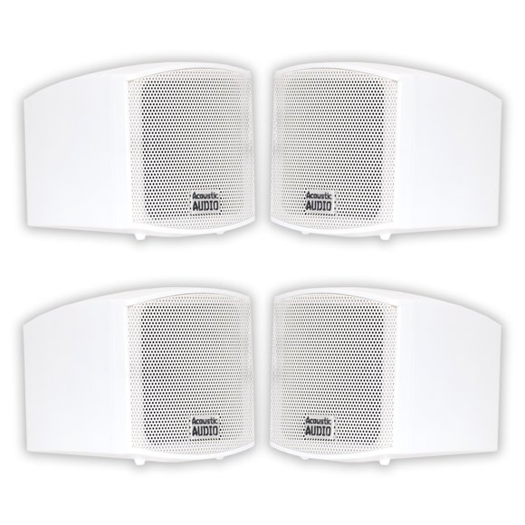 Acoustic Audio AA321W Mountable Speakers Passive Indoor White Bookshelf 4 Pack
