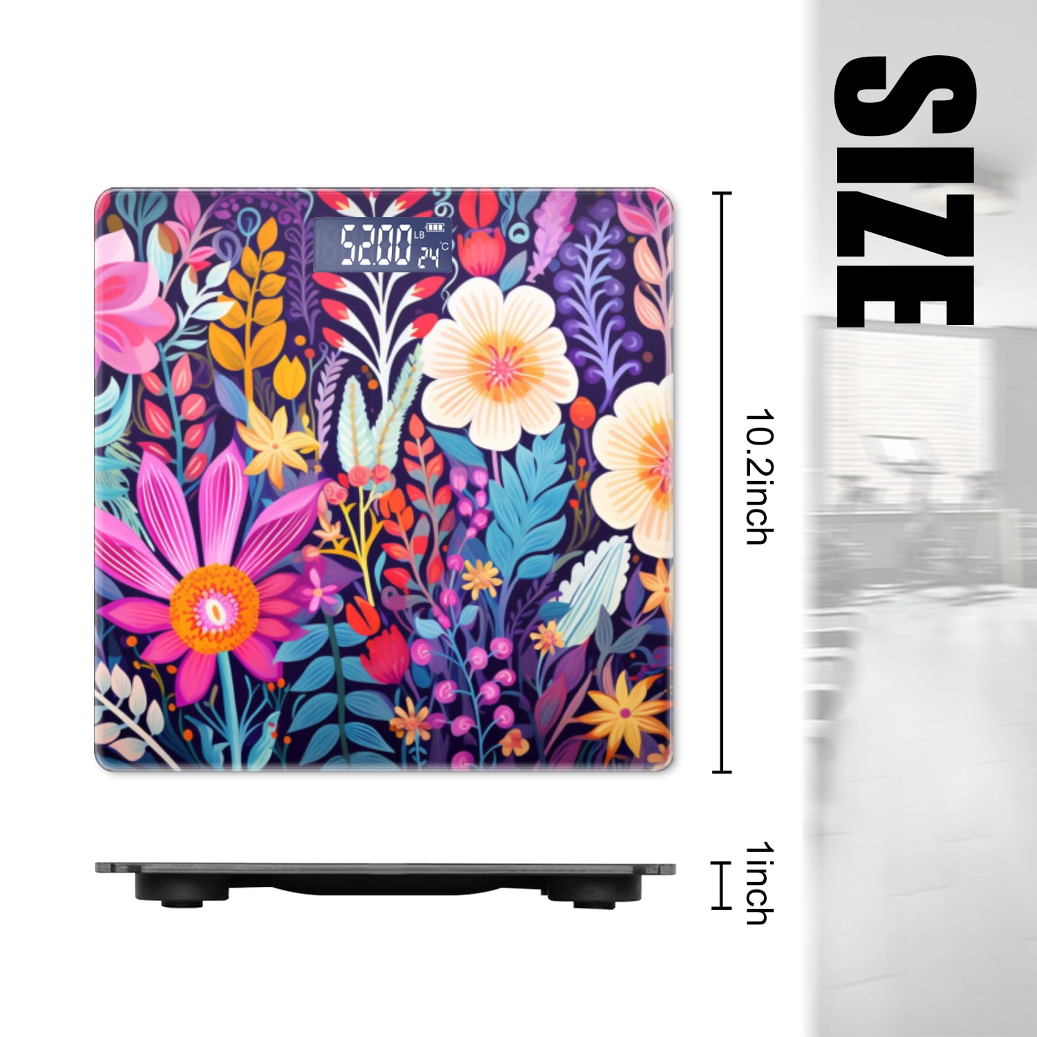High Precision Body Weight Scale Smart Bathroom Scales with Large LCD Display(400lbs),Decorative for Bedroom-Vibrant And Colorful Illustration Of Enchanted Garden