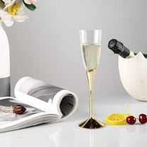Balsa Circle 6 Gold Plastic Champagne Flutes 5 oz Disposable Glasses Favor Holders Wedding Party Buffet Tableware