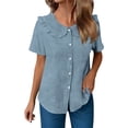 thumbnail image 5 of SAFUNY Women's Button Down Shirt Button Closure Short Sleeve Casual High Quality Material For Lasting Wear Navy S, 5 of 6