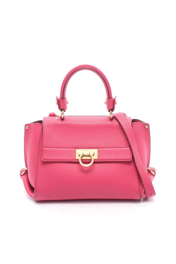 Pre-Owned Salvatore Ferragamo Sofia Gancini 2-Way Handbag, Leather, Women's, Pink, 21 F628