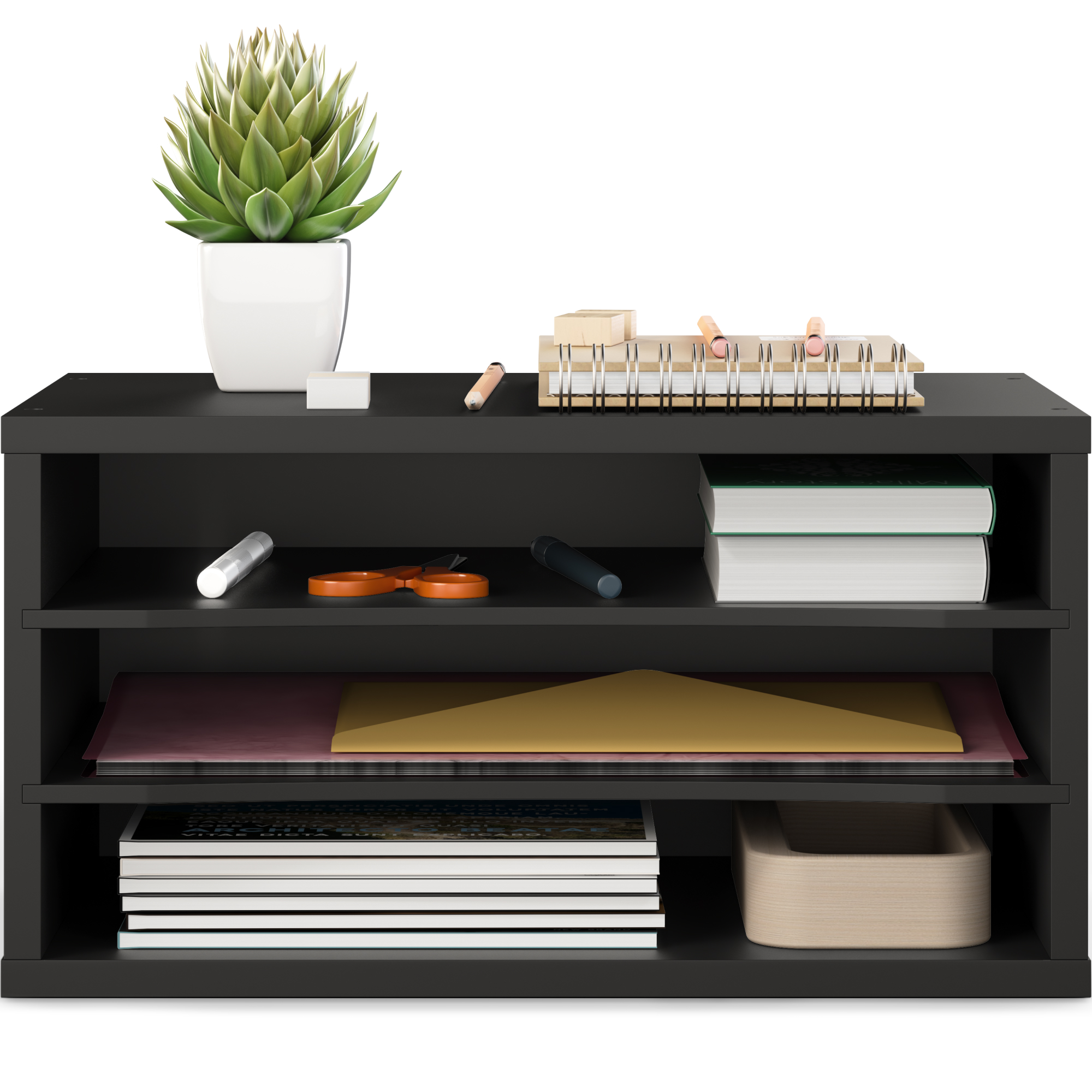 Ballucci 3-Tier Adjustable Desk Organizer Paper Sorter, Office Document Letter Tray, Black