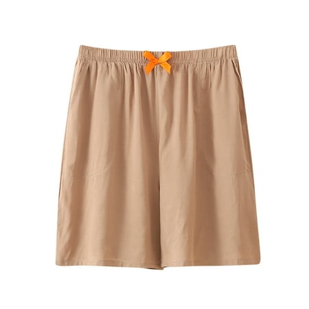 

Womens Pajama Shorts Summer Casual Loose Wide Leg Lounge Shorts for Women Homewear Comfy Pj Short Solid Sleepwear (Large Coffee)