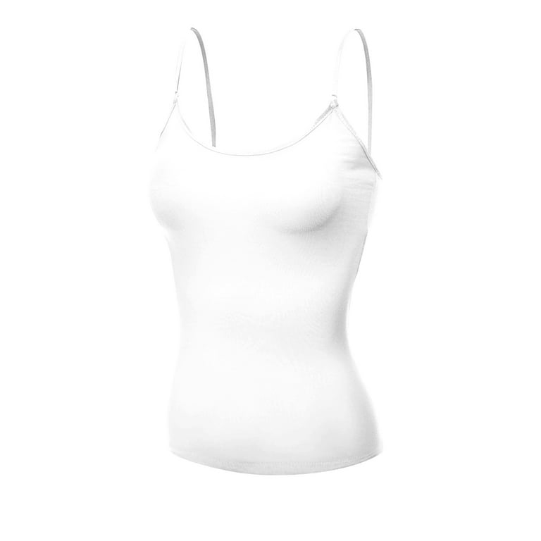 Women's Camisole Built in Bra Wireless Fabric Support Short Cami Tank Top  Basic Top