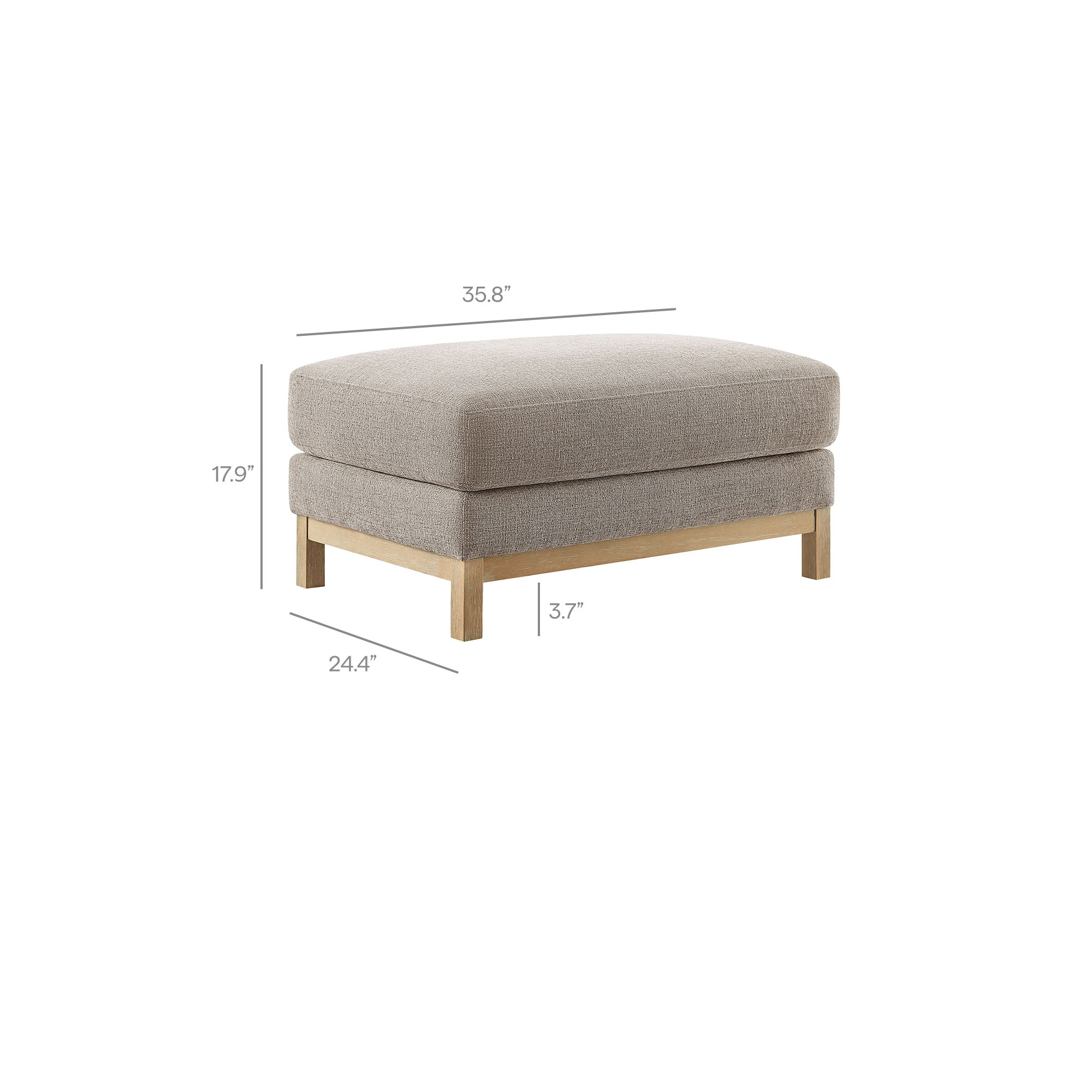 Modway Roscoe Fabric Ottoman in Gray