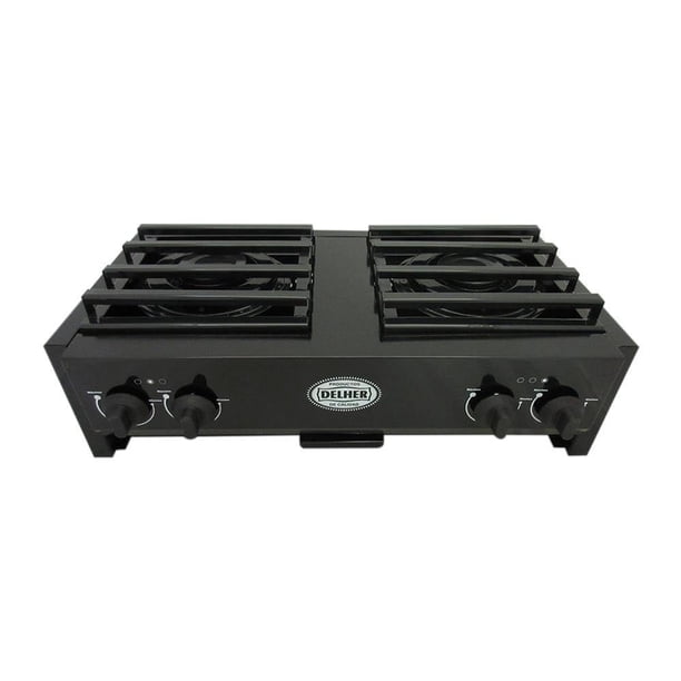 Estufa de Mesa Delher 2 quemadores color negro Mod. EG4Q RE NE