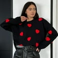 thumbnail image 4 of Suéter de punto grueso con cuello redondo bordado de amor Suéter holgado de manga larga de otoño e invierno para mujer de estilo europeo y americano, 4 of 6