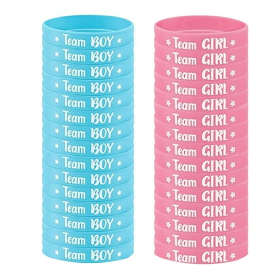 Comfortable Baby Gender Expose Party Bracelets Soft Silicone Wristbands with Pattern for Celebration
