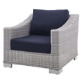 thumbnail image 3 of Lounge Chair and Ottoman, Sunbrella, Rattan, Wicker, Light Grey Gray Blue Navy, Modern Contemporary Urban Design, Outdoor Patio Balcony Cafe Bistro Garden Furniture Hotel Hospitality, 3 of 10
