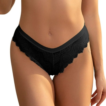 

Female Panties Casual Breathable Lace Low Waist Striped No Show Thongs Underwear Cotton Thong Panties For Women