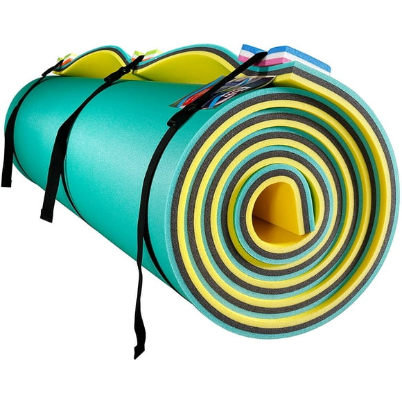 yellow-black-green X-LargeFloating Water Mat, 18'*6'/9'*6', Swimming Island,Aqua Pad,Used in Lake,Pool,on Beach,for Relax, Vacation,Water Activities,Sports,Recreations,Parties,with Mooring Device,Roll